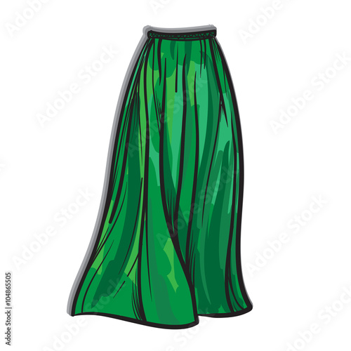 Stylish skirt model hand drawn vector illustration.