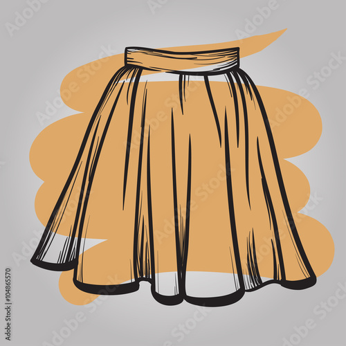 Stylish skirt model hand drawn vector illustration.