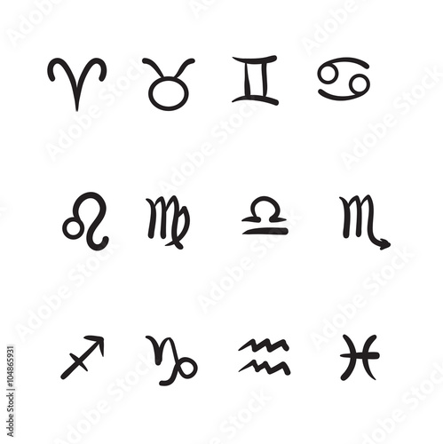 Horoscope signs hand drawn vector icon symbol illustration