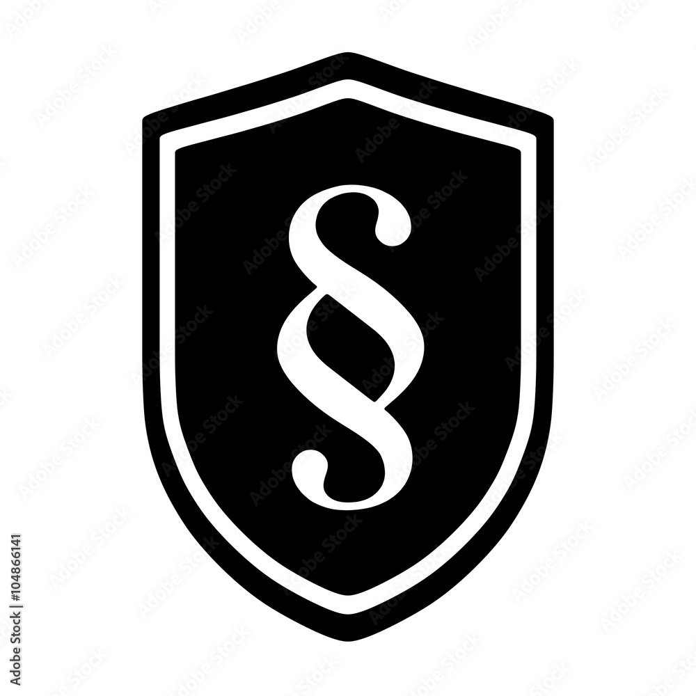 Paragraph sign on protection shield silhouette Paragraph sign on protection shield silhouette