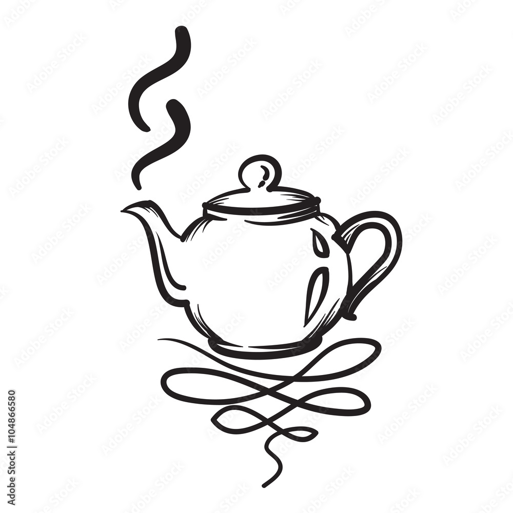 Teapot vector hand drawn illustration. Teapot icon.