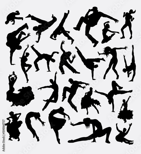Dance male and female bundle silhouette 1. Good use for symbol, logo, web icon, mascot, avatar, sticker, or any design you want. Easy to use