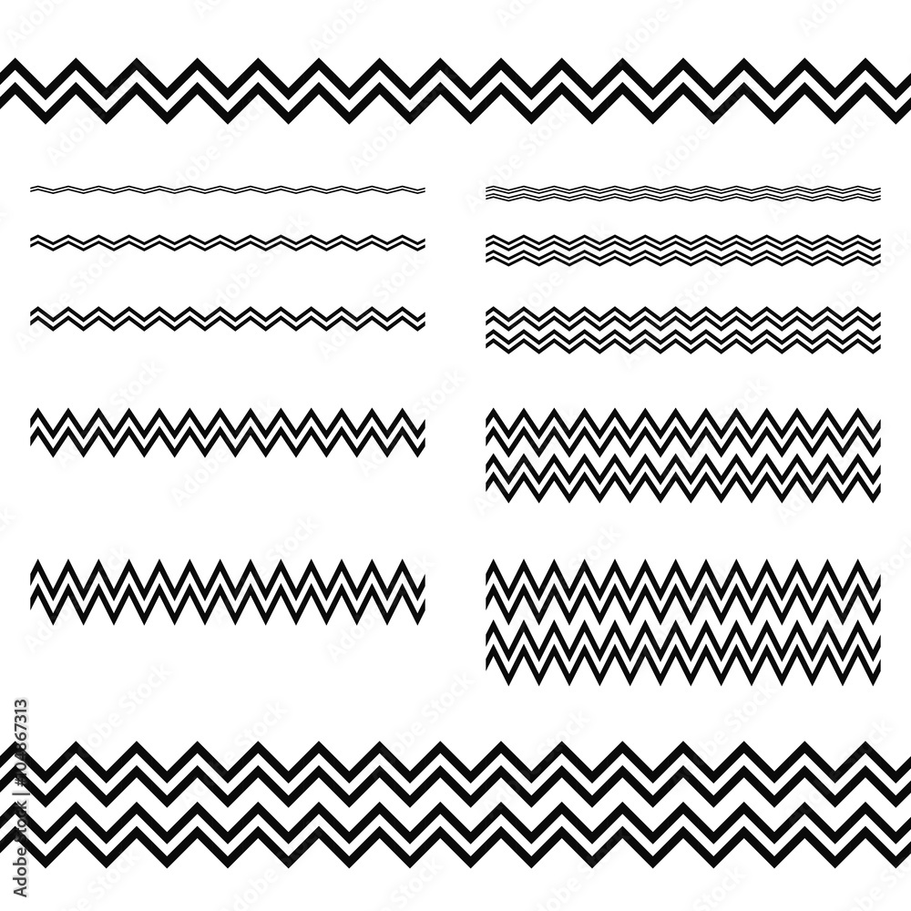 Graphic design elements - zigzag line divider set