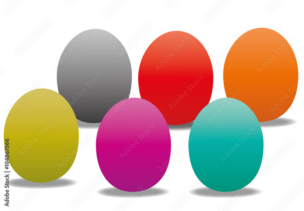 Oeufs de Pâques, Pâques, côte à côte - coloré