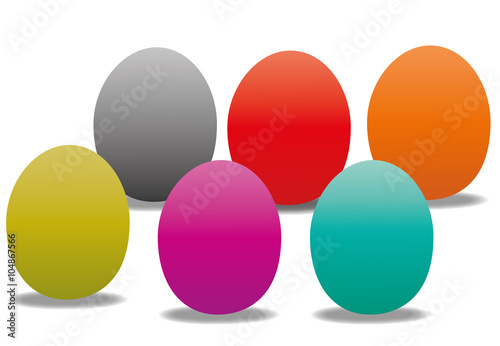 Oeufs de Pâques, Pâques, côte à côte - coloré
