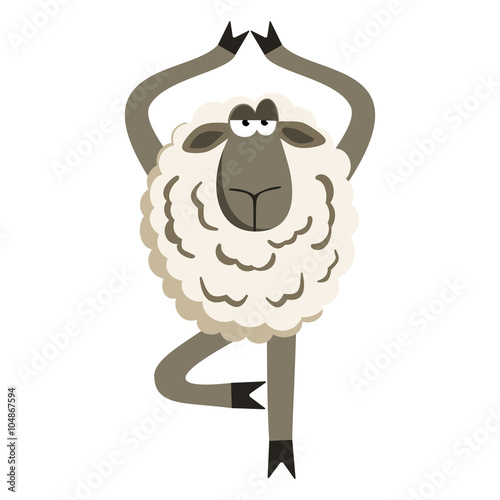 Stubborn Lamb in Yoga Tree Pose Vector