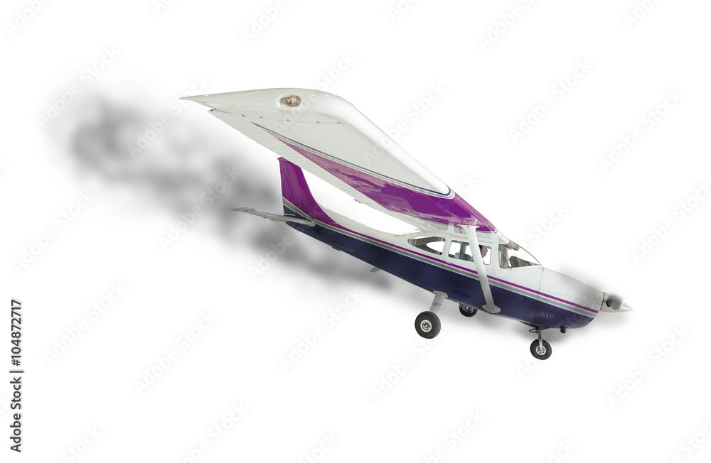 Cessna 172 With Smoke Coming From Engine on White Cessna 172 With Smoke Coming From Engine on White