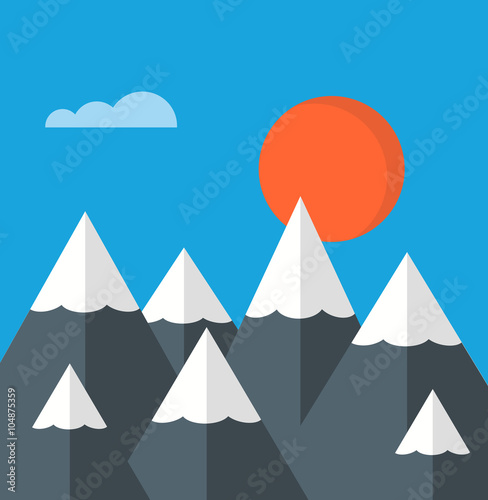 Flat design modern concept vector illustration with copy space, which means overcoming difficulties, distant lands and amazing journey.
