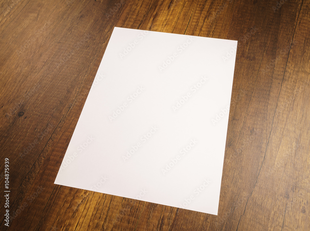 White template paper on wood texture White template paper on wood texture