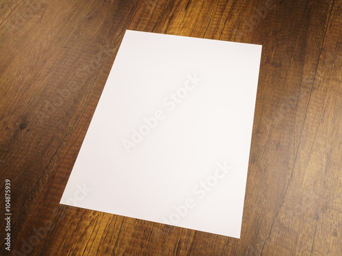 White template paper on wood texture