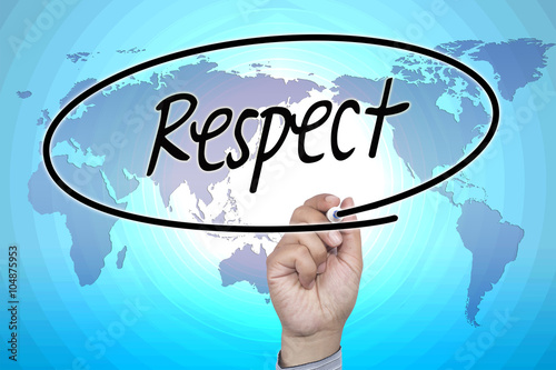 Business concept Hand writing Respect on visual screen