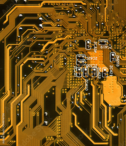 Close Up of electronic circuit board without processor