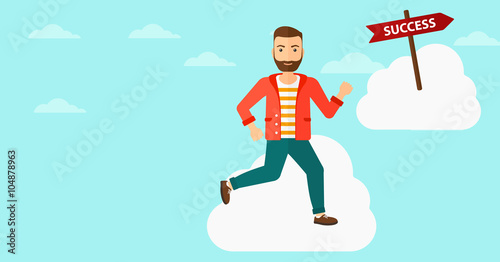 Businessman moving to success.