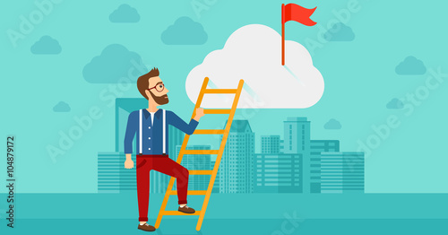 Man climbing the ladder.