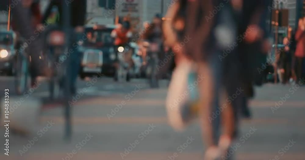 Anonymous crowd of people walking  commuters London City street slow motion
