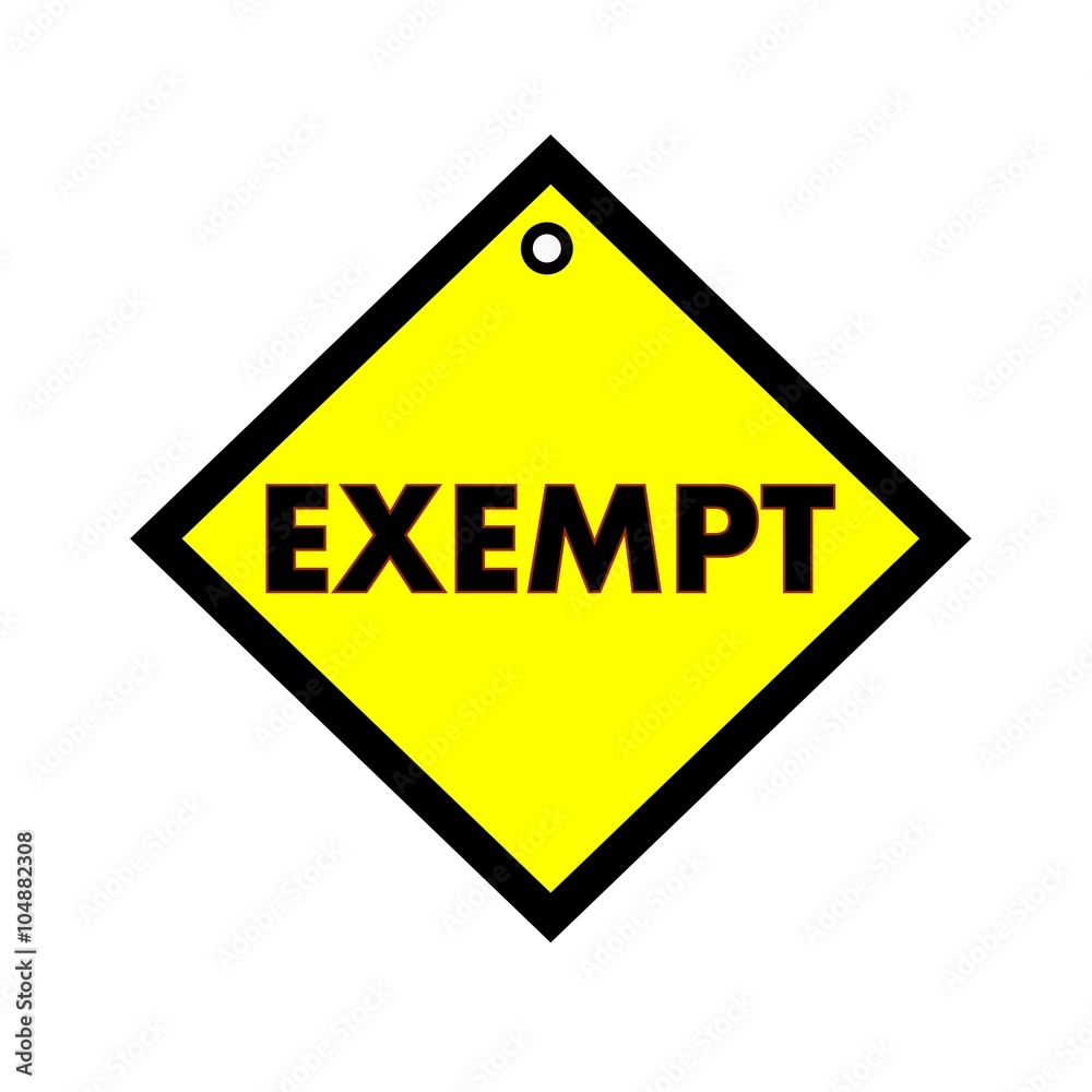EXEMPT black wording on quadrate yellow background EXEMPT black wording on quadrate yellow background
