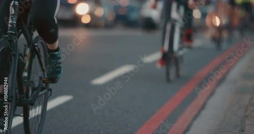 Wallpaper Mural Anonymous crowd of people walking cycling bicycles commuters London City street slow motion Torontodigital.ca