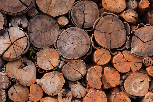 Pile of wood logs storage