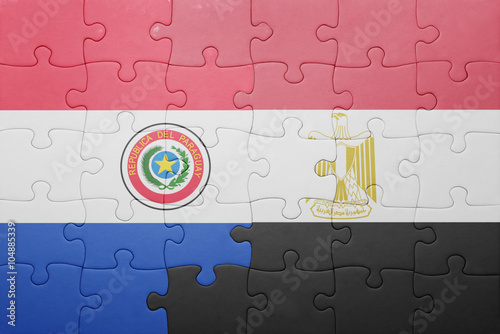 puzzle with the national flag of paraguay and egypt.