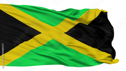 Jamaica Flag Realistic Animation Isolated on White Seamless Loop - 10 Seconds Long (Alpha Channel is Included) photo