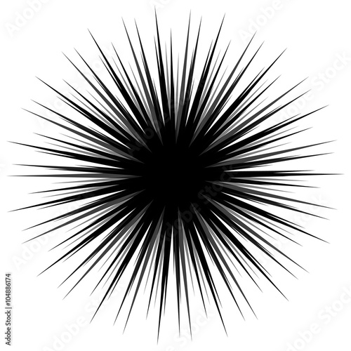 Abstract bursting, spiky shape. Monochrome vector design element