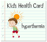Health card with boy having hyperthermia
