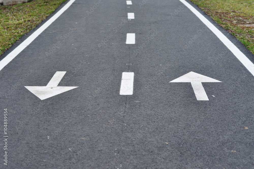 Bicycle road sign, bike lane