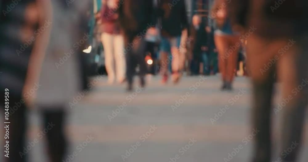 Anonymous crowd of people walking commuters London City street slow motion Anonymous crowd of people walking commuters London City street slow motion