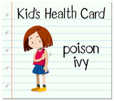 Health card with girl having poison ivy