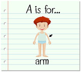 Flashcard letter A is for arm