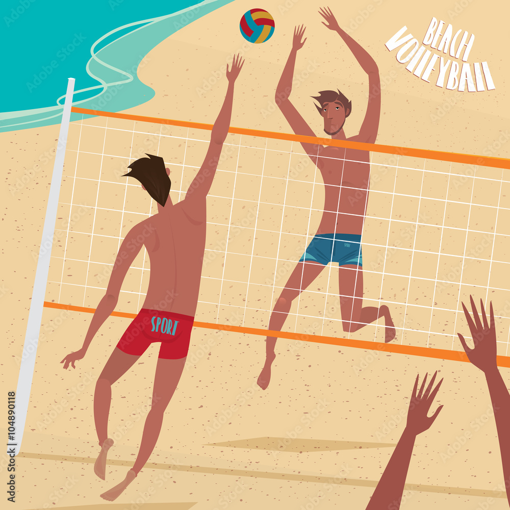 People playing volleyball on the beach - Beach volleyball concept