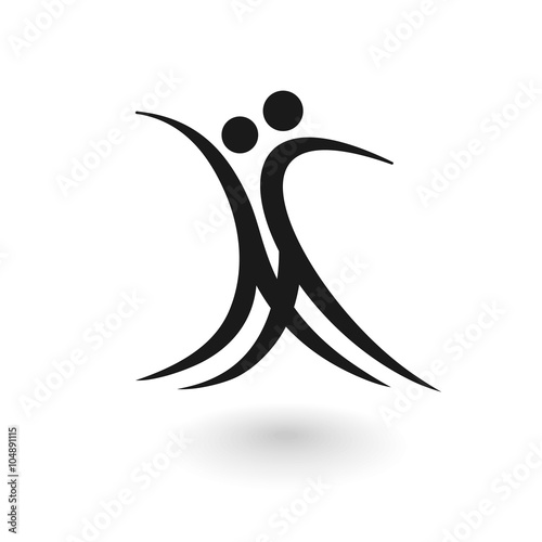 Stylized logo with a dancing male and female figure
