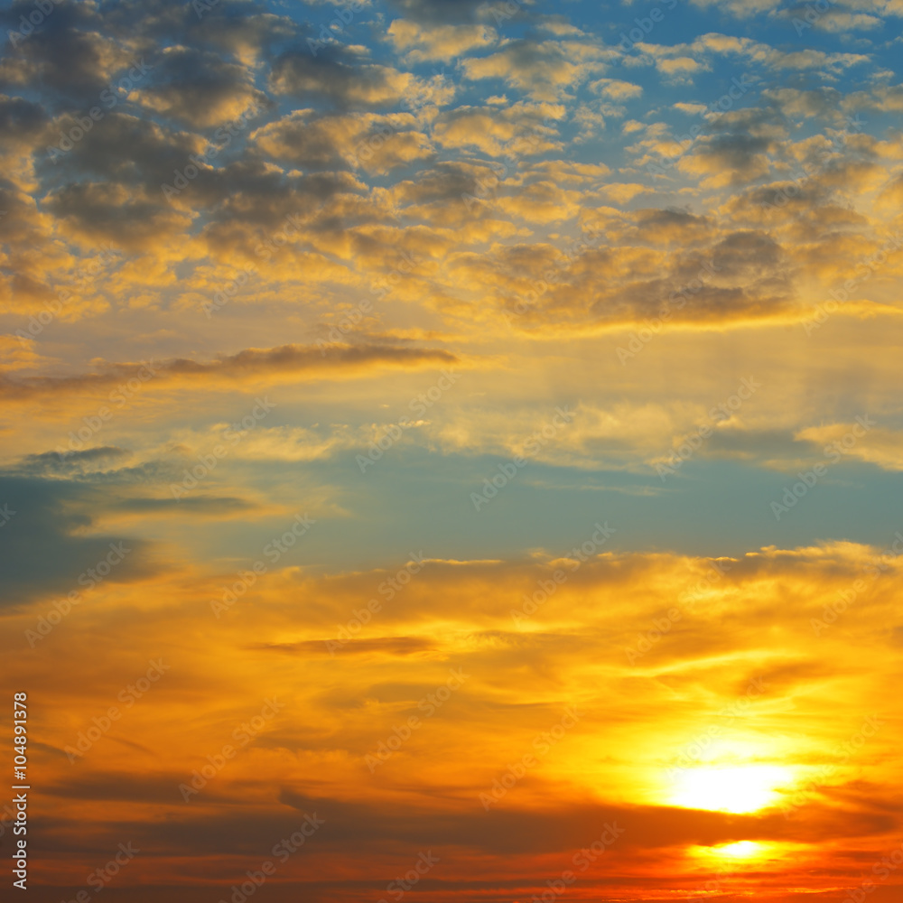 beautiful sunrise and cloudy sky