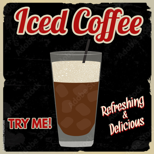 Iced coffee retro poster