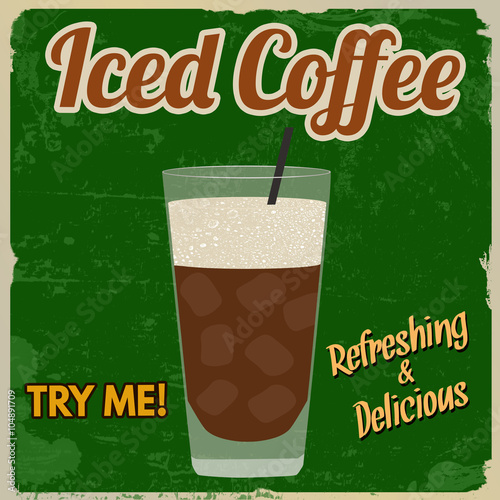 Iced coffee retro poster