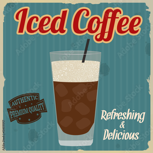 Iced coffee retro poster