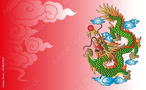 Vector vintage Chinese dragon engraving