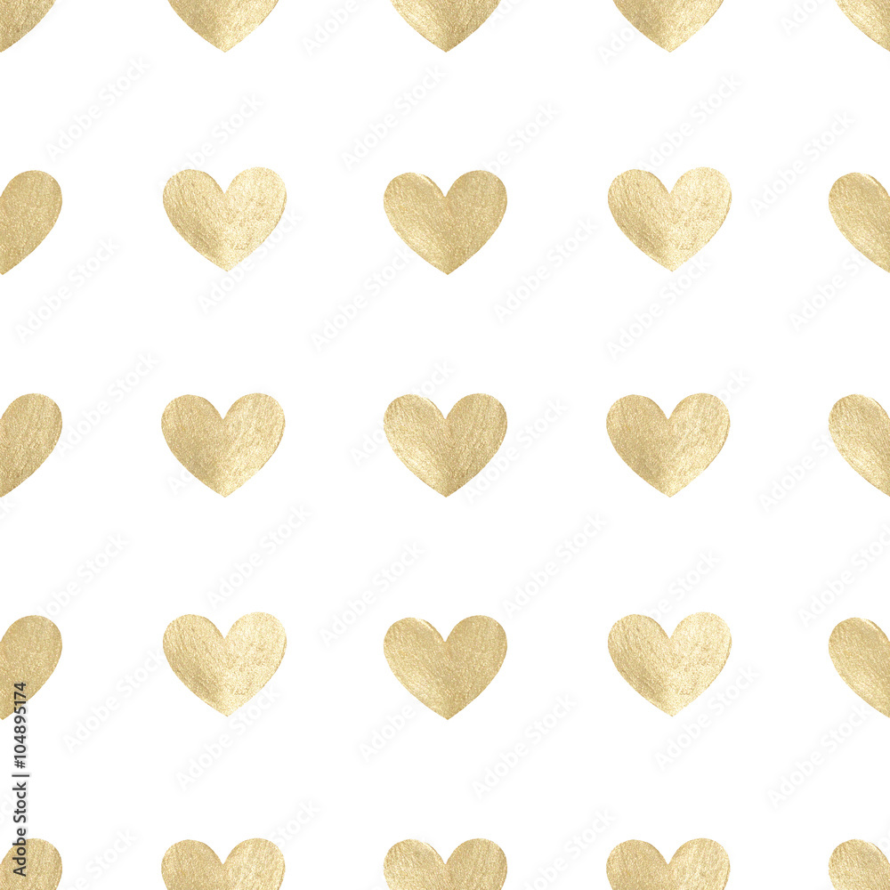 Background with hand-painted white pearly hearts, seamless pattern