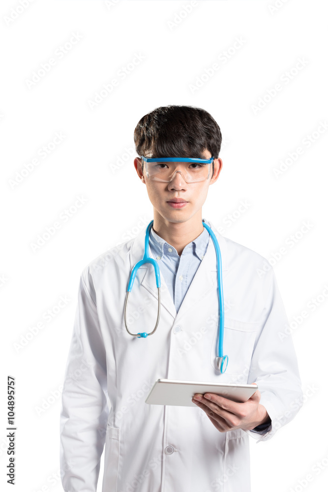 isolated young asian man doctor on white background isolated young asian man doctor on white background