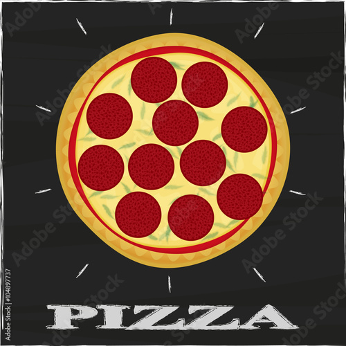 pepperoni pizza on black background