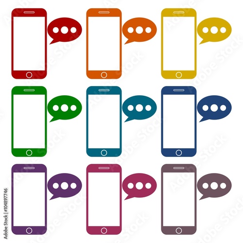 Smart phone, Voice message icons set 