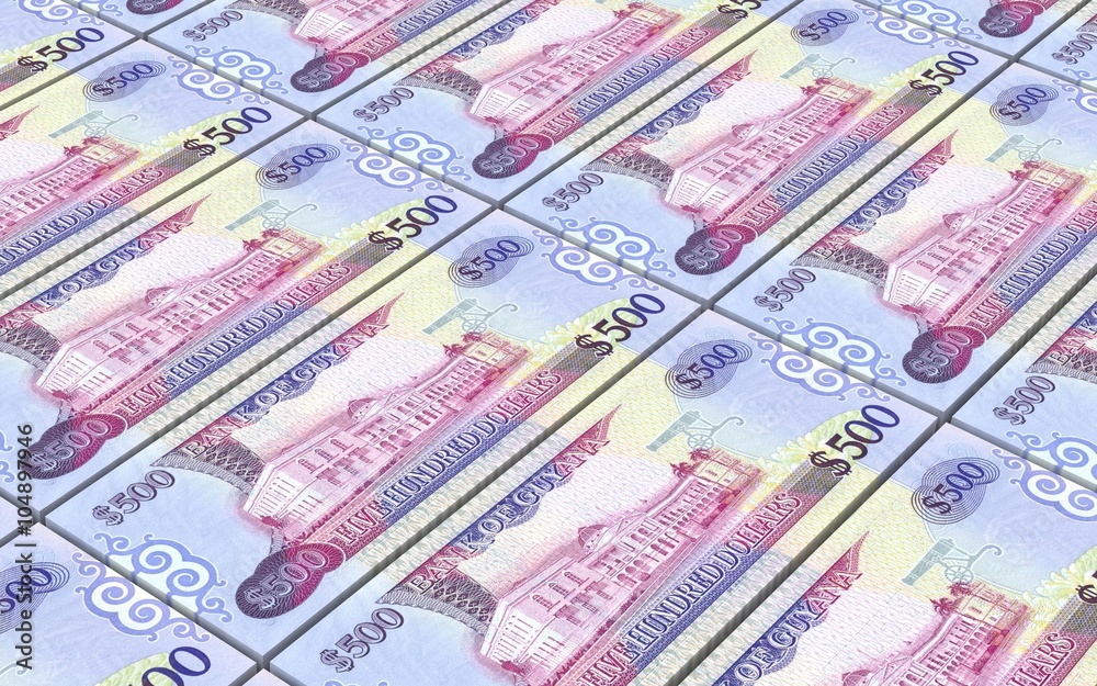 Guyanese dollars bills stacks background. Computer generated 3D photo rendering. Guyanese dollars bills stacks background. Computer generated 3D photo rendering.
