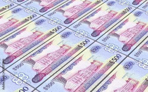 Guyanese dollars bills stacks background. Computer generated 3D photo rendering.
