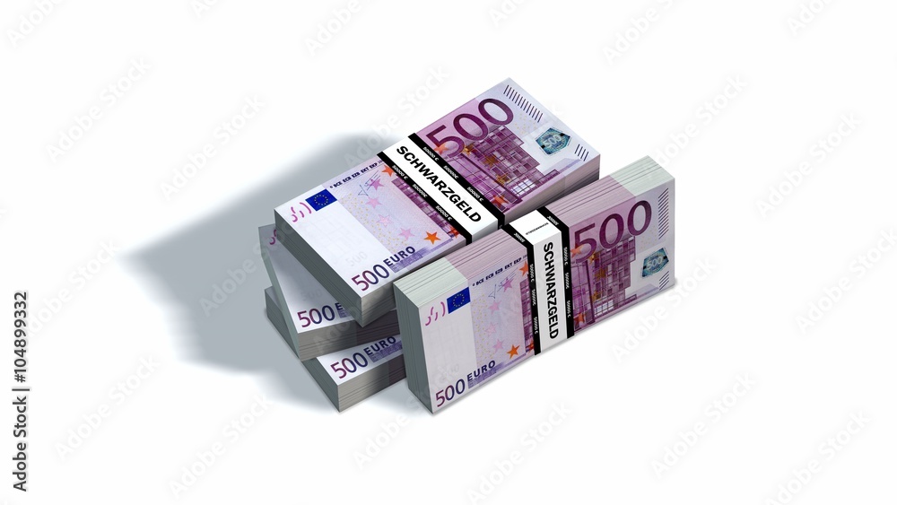 500 Euro bills packs with bank wrapper isolated on white 500 Euro bills packs with bank wrapper isolated on white
