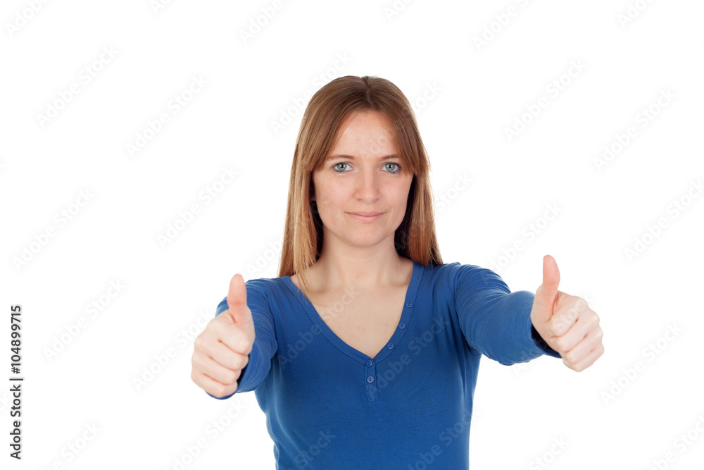Attractive young woman saying Ok Attractive young woman saying Ok