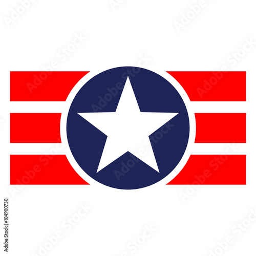 Icono plano logo USA en fondo blanco #1
