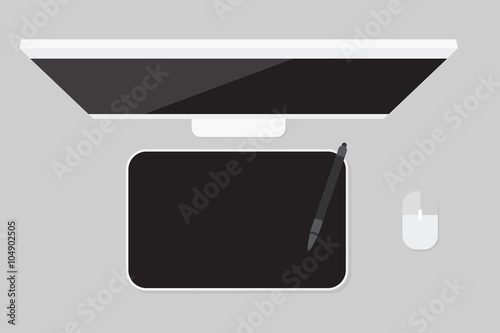 Flat lay Digital drawing tablet