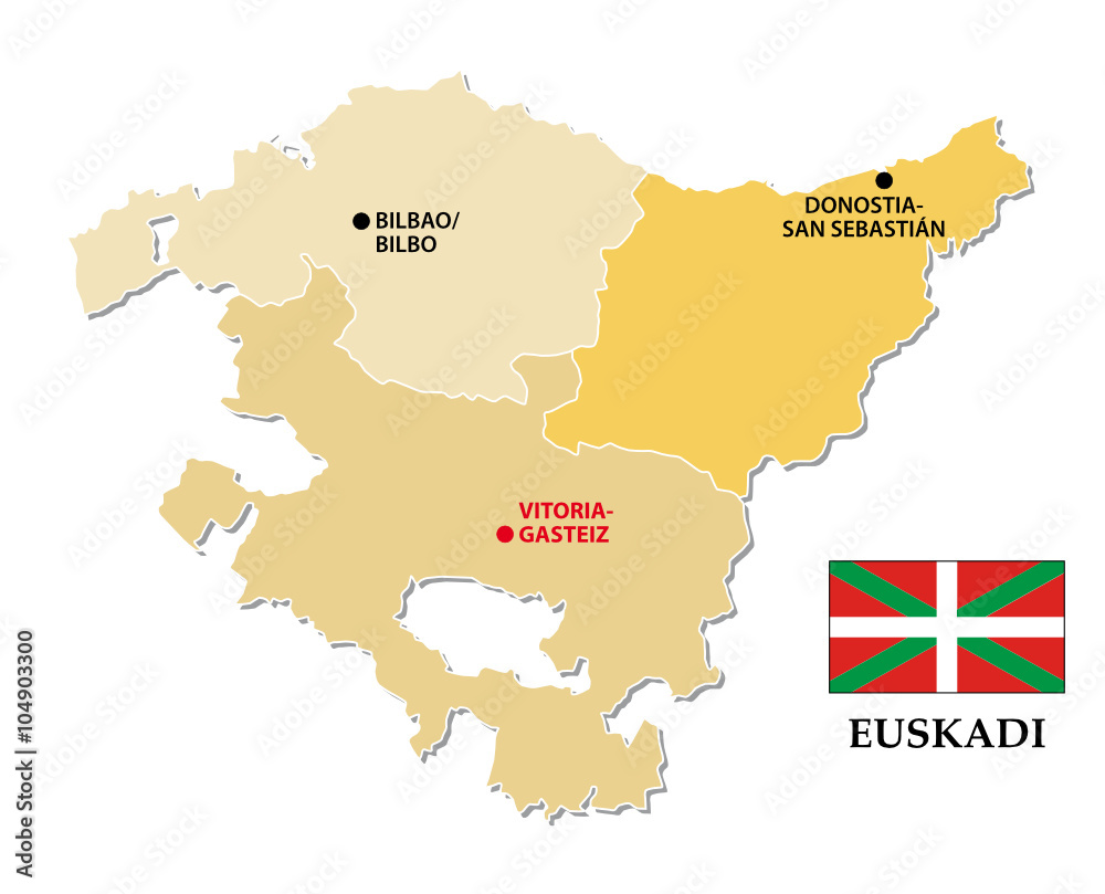 Fototapeta premium basque simple administrative map with flag