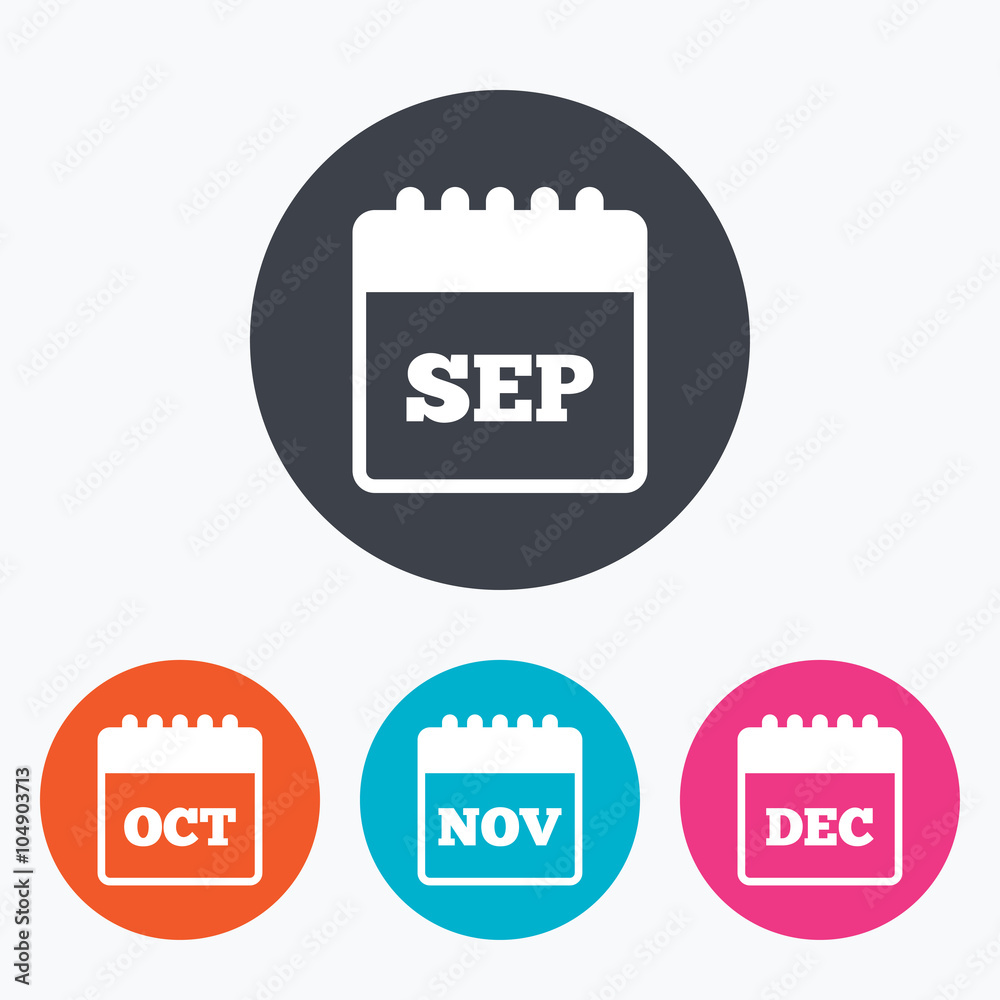 Calendar. September, November, October, December vector de Stock