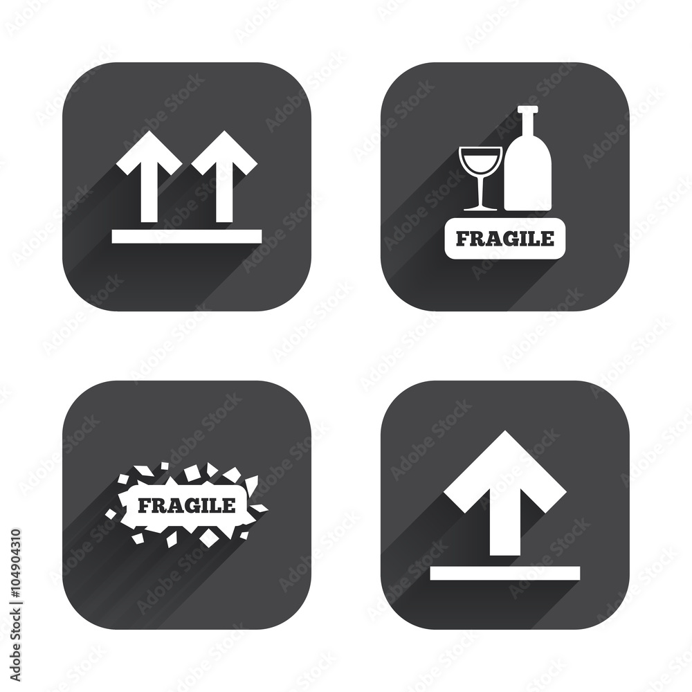 Fragile icons. Delicate package delivery. Fragile icons. Delicate package delivery.